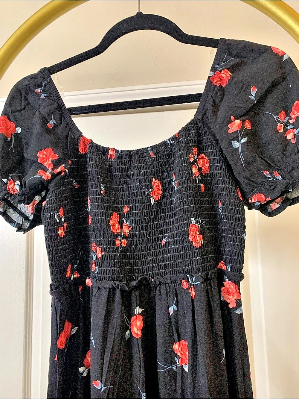 Rewind Floral Maxi-Midi Dress in Black & Red Size Small NWT - Picture 7 of 11